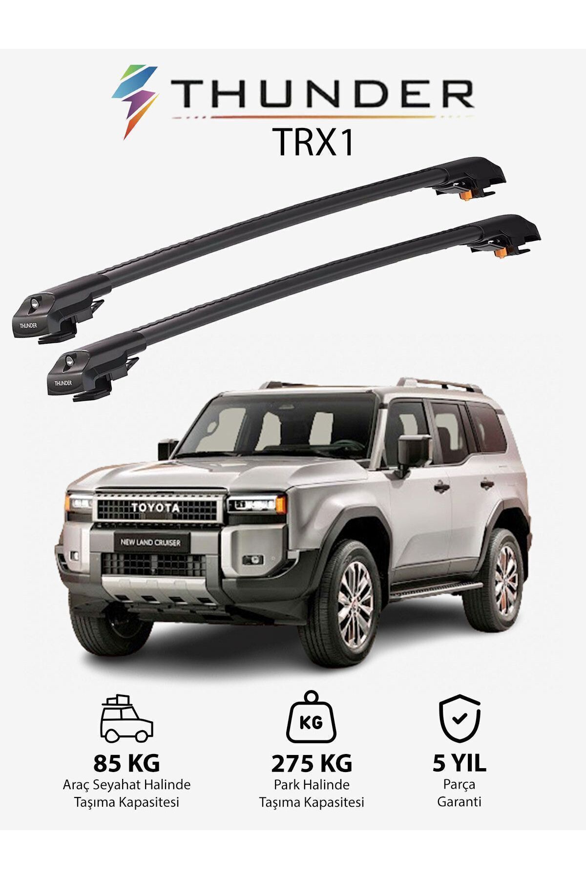 نوار محافظ خودرو خاکستری TOYOTA LAND CRUISER PRADO 2010 TRX1 CARRIER KILITLI ARA TAVAN GRI Thunder