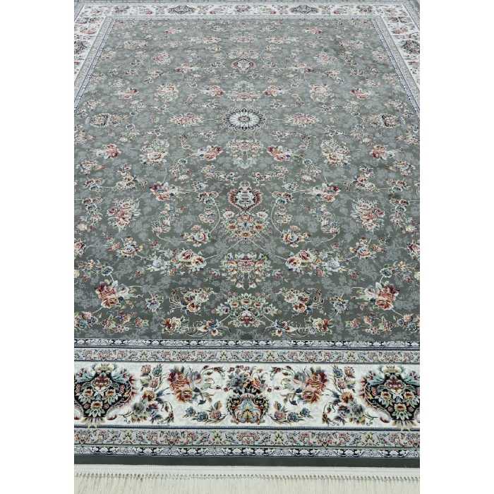 فرش ماشینی 1200 شانه اصل تراکم 3600 طرح زریسان زمینه دودی 12 متری جنس اکرولیک یا اکریلیک