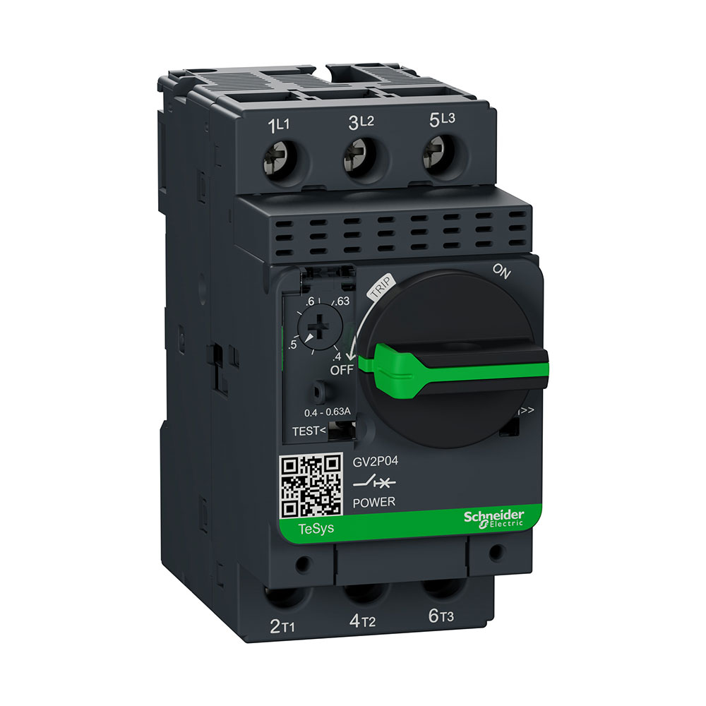 کلید حرارتی مغناطیسی گردان 0.4 تا 0.63 آمپر اشنایدر کد GV2P04