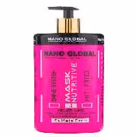 ماسک مو کراتینه صورتی نانو گلوبال {نیاز به آبکشی} | مناسب مو فر و مجعد | 1000ml