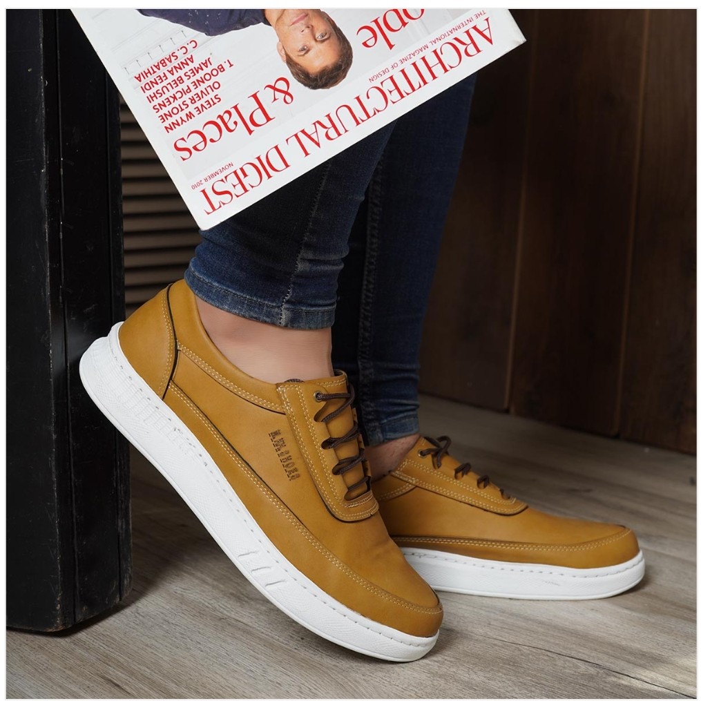 کفش تخت مردانه خردلی مدل Ratin