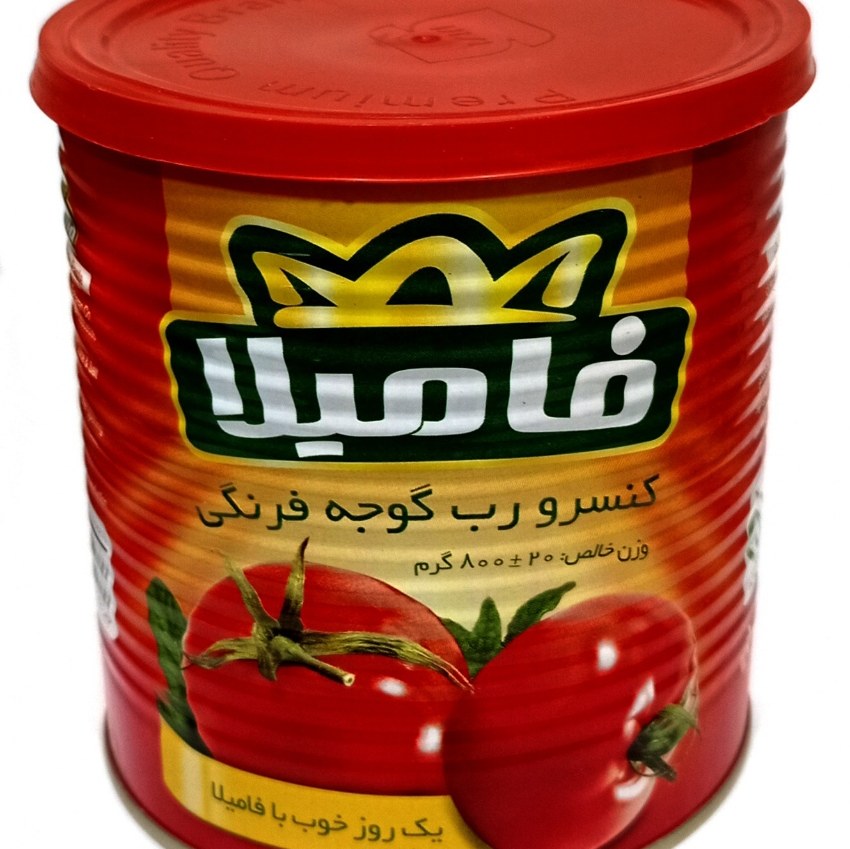 کنسرو رب گوجه فرنگی فامیلا مقدار 800 گرم بسته 12 عددی