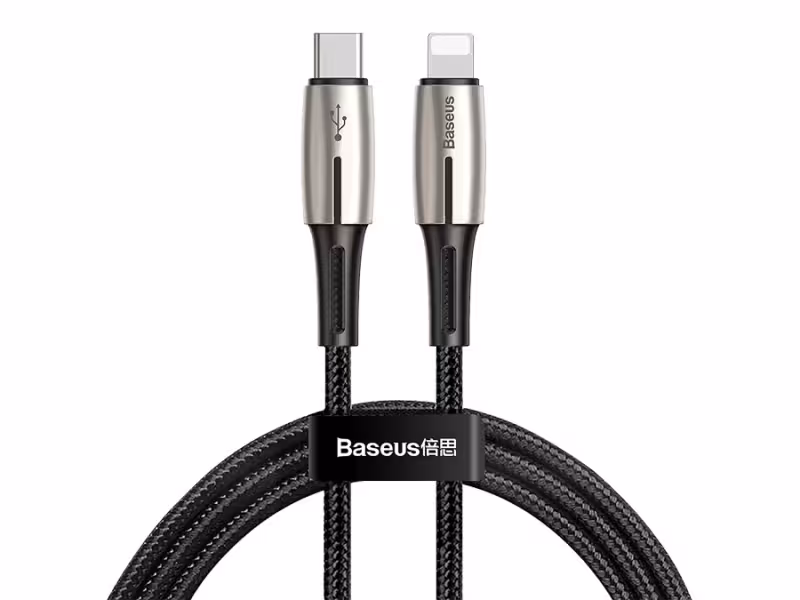 کابل شارژ سریع و انتقال داده تایپ سی به لایتنینگ 18 وات 1.3 متری بیسوس Baseus Water Drop Type-C to iP Cable CATLRD-01