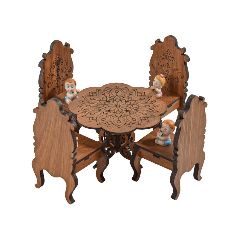 ماکت دکوری مدل میز و صندلی ناهارخوری مجموعه 9 عددی