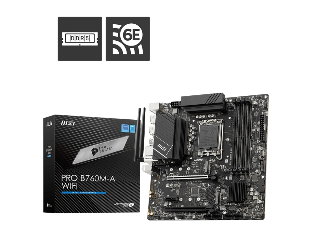 مادربرد ام اس آی PRO B760M-A WIFI D5 | پشتیبانی از نسل 14 اینتل و رم DDR5 تا 6800MHz