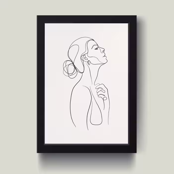 تابلو مدل مینیمال Black line girl کدQ0323 | دنیای قاب