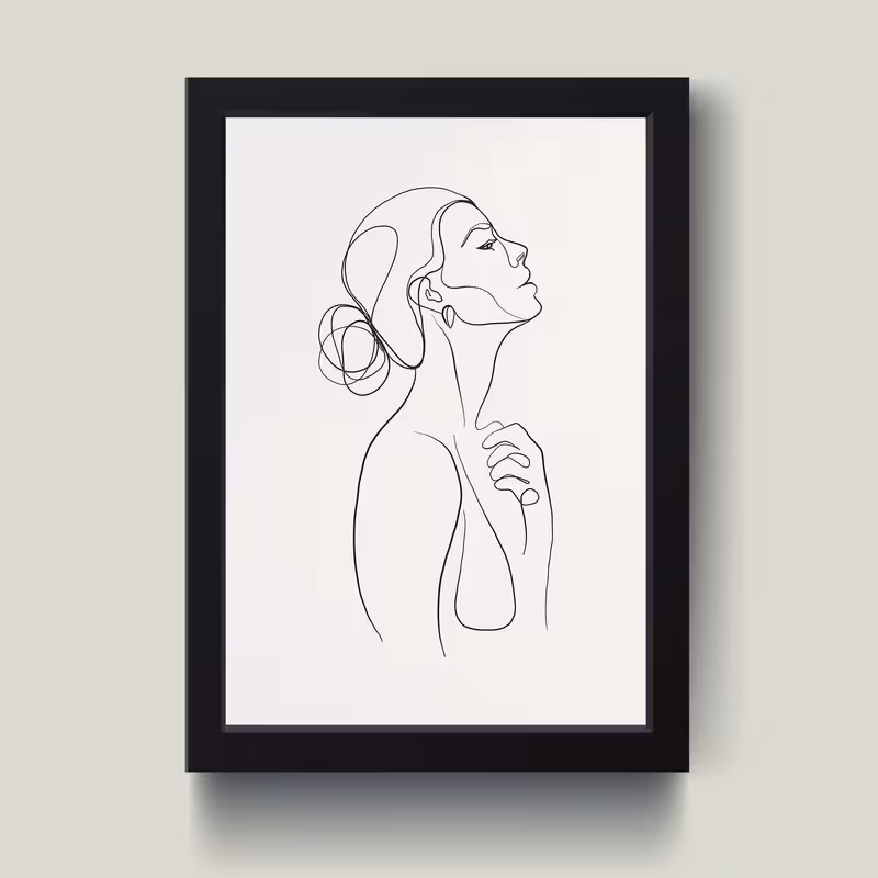 تابلو مدل مینیمال Black line girl کدQ0323 | دنیای قاب