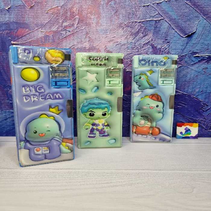 جامدادی کتابی مگنتی  تراش دار سایز کوچک طرح  دایناسور پسر