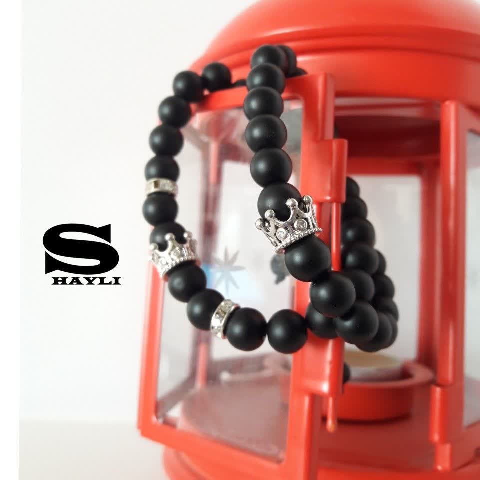 دستبند ست سنگ انیکس با نیم تاج های سوارسکی اصل