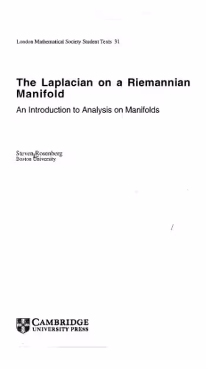 خرید و دانلود نسخه کامل کتاب Laplacian on Riemannian manifold