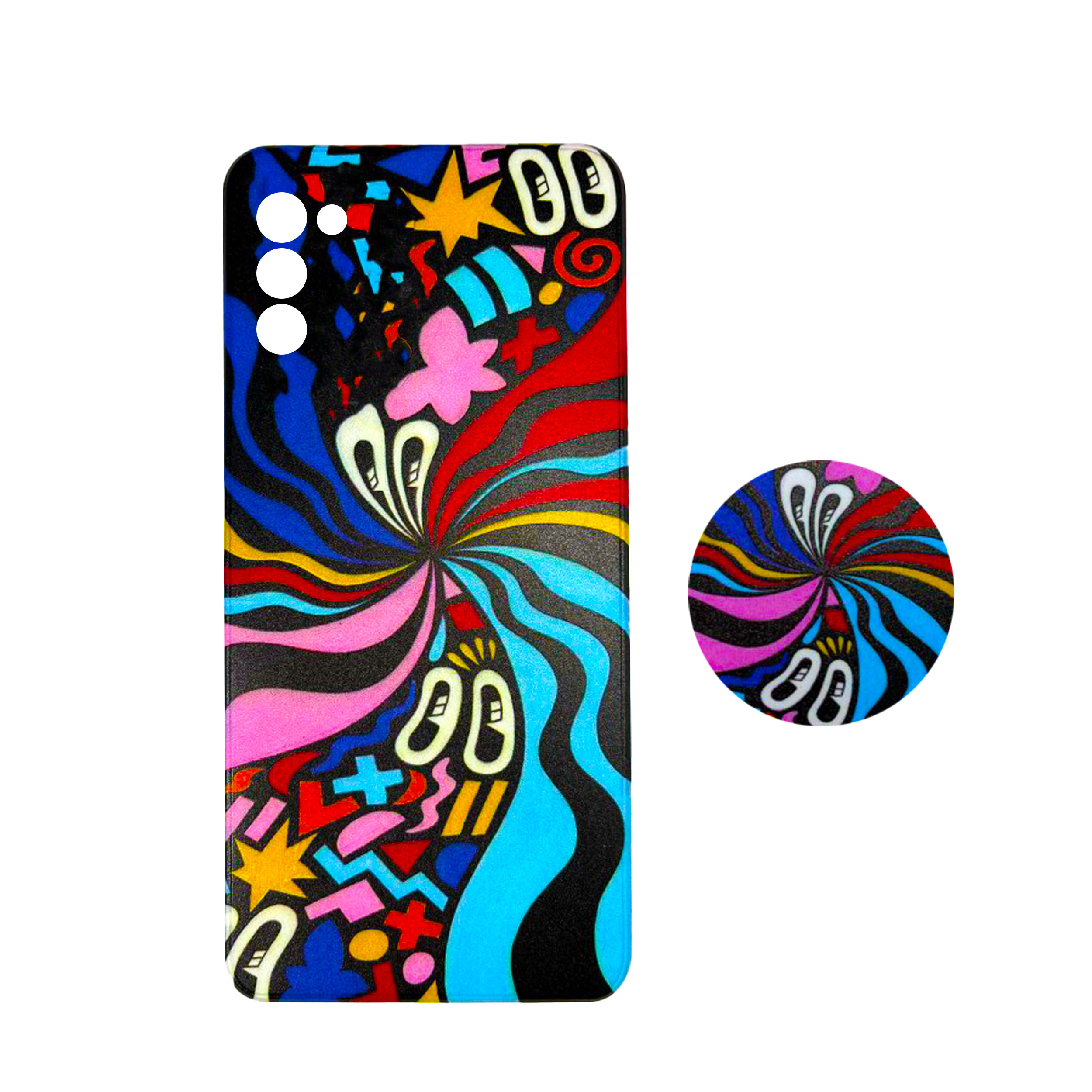 کاور مدل سیلیکونی مناسب برای گوشی موبایل سامسونگ Galaxy A03s به همراه پاپ سوکت