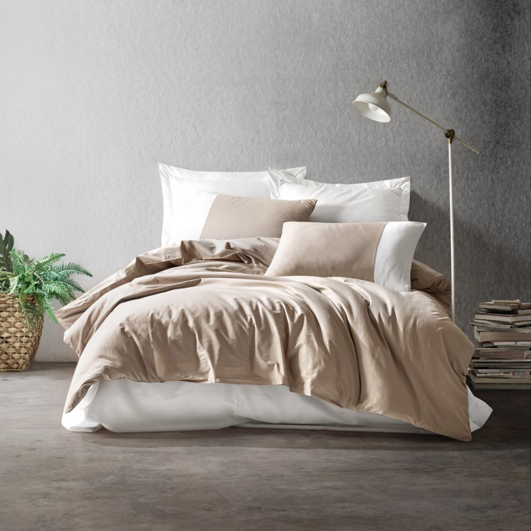 سرویس ملحفه کاتن باکس مدل Plain Vizon-Krem تک نفره 3 تکه