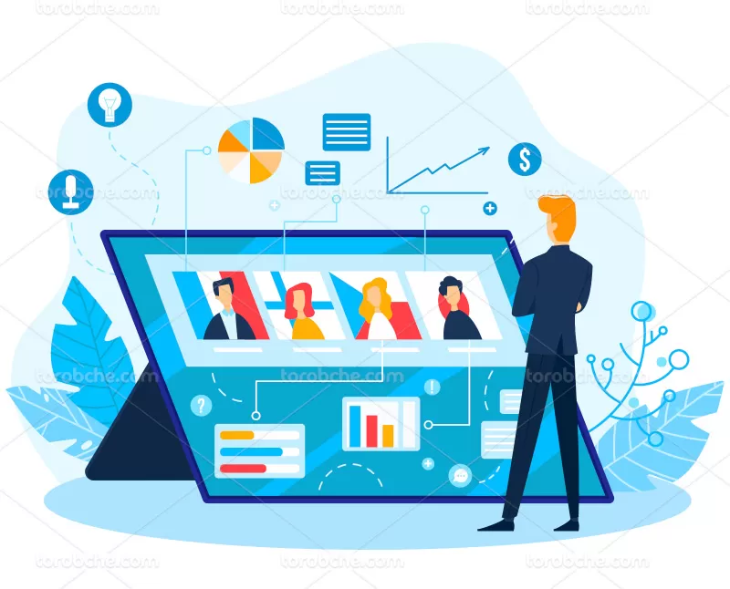 وکتور جلسه انلاین | گرافیک با طعم تربچه