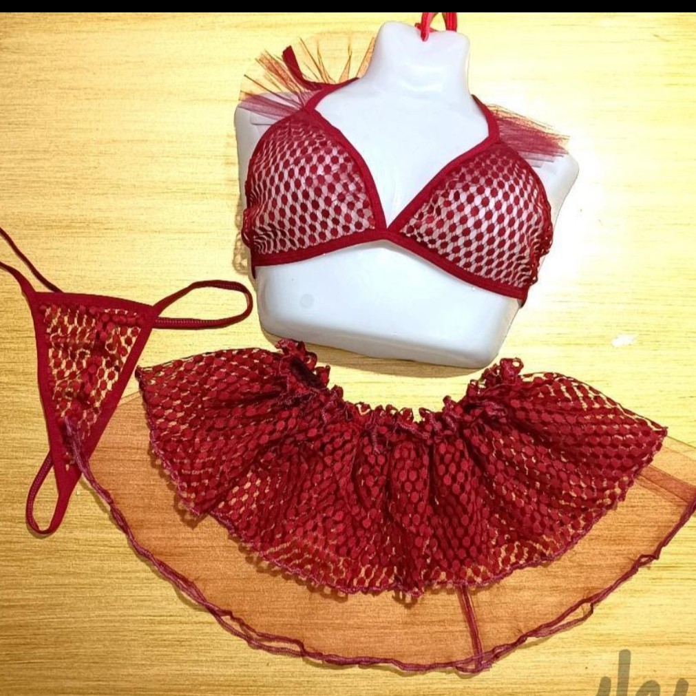 لباس خواب ، کاستوم ،ست فانتزی سوتین دامن شورت فری سایز مناسب 36 تا 46