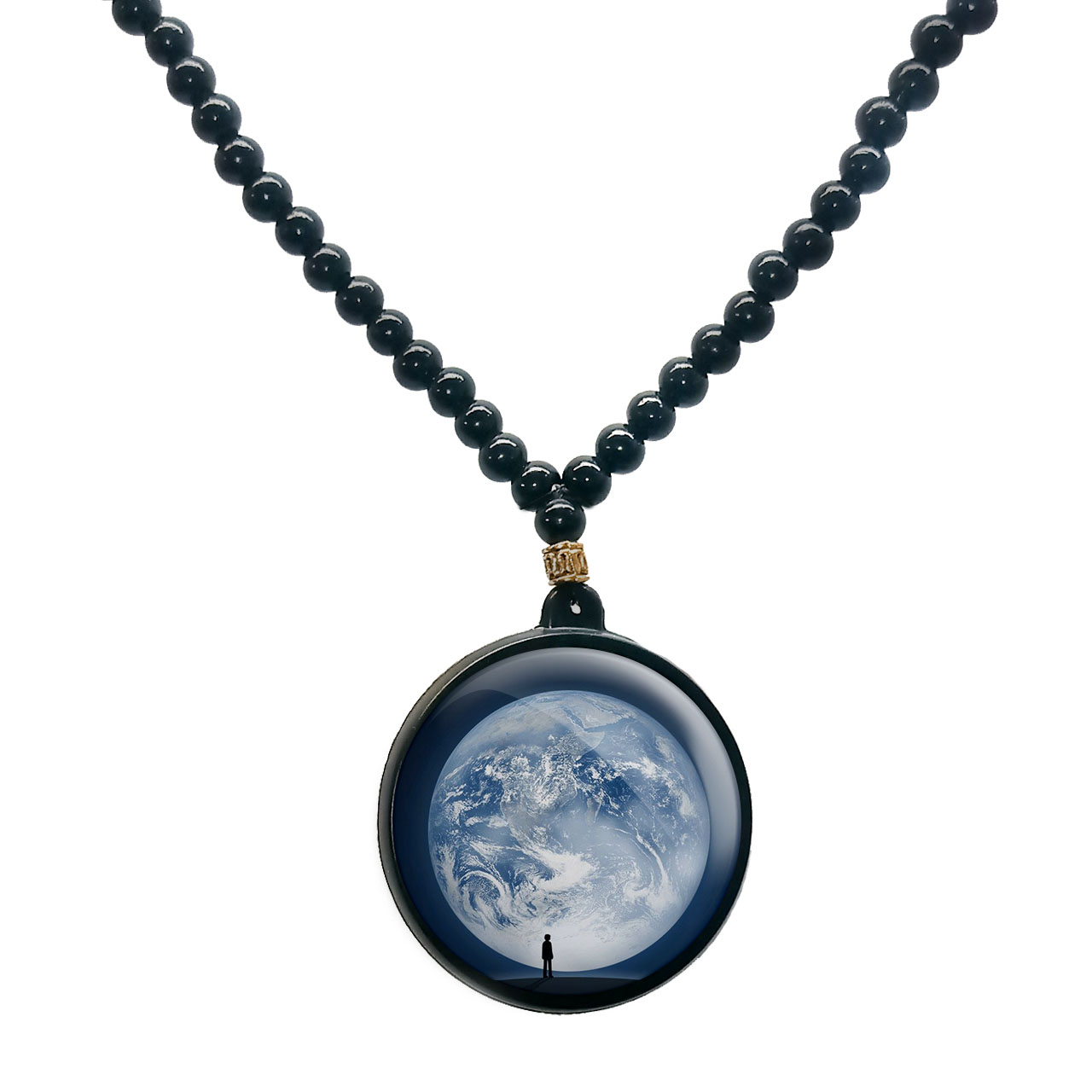 گردنبند پرمانه طرح زمین کد pmd.23508 مدل دو طرفه