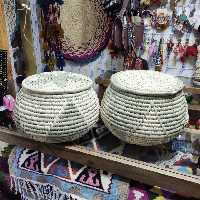 سبد حصیری خمره ای نگهداری برنج  طرح دار (جا برنجی) گنجایش ده کیلو - جا برنجی حصیری