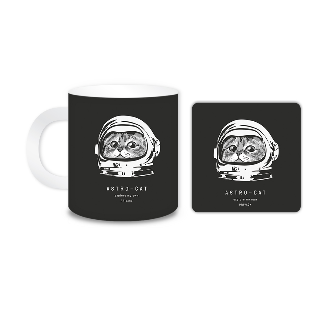 ماگ مدل گربه کد 1749 به همراه زیر لیوانی