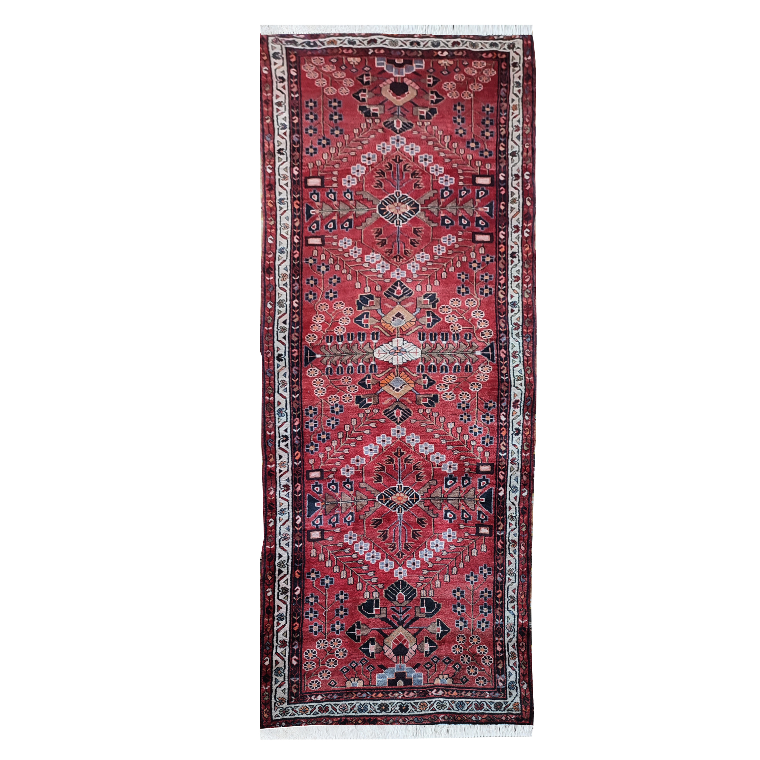 فرش قدیمی دستبافت کناره طول سه و نیم متری مدل MG112