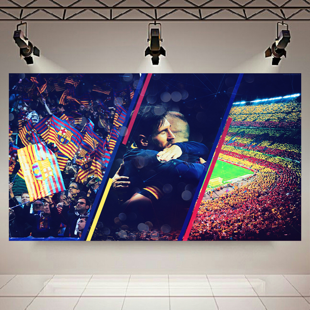 تابلو بوم طرح فوتبال مدل قهرمانی بارسلونا کد AR7860