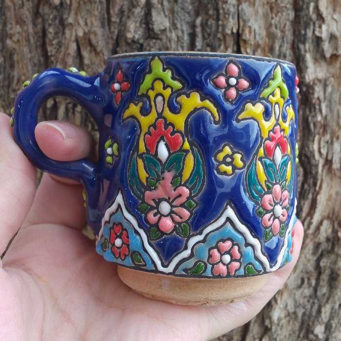 فنجان قهوه خوری میناکاری سفالی