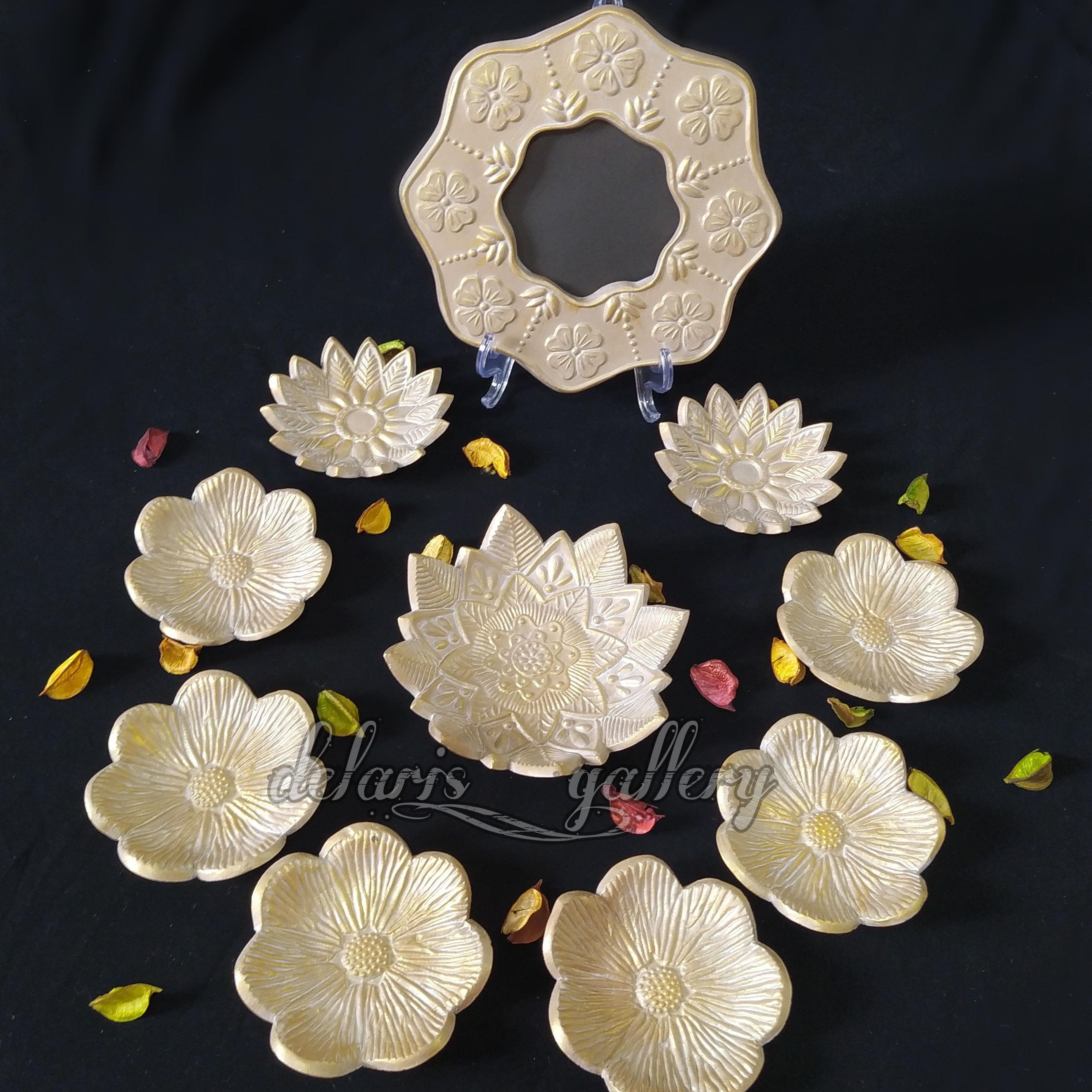 هفت سین گل مرداب ده تیکه واقعی پتینه طلایی 