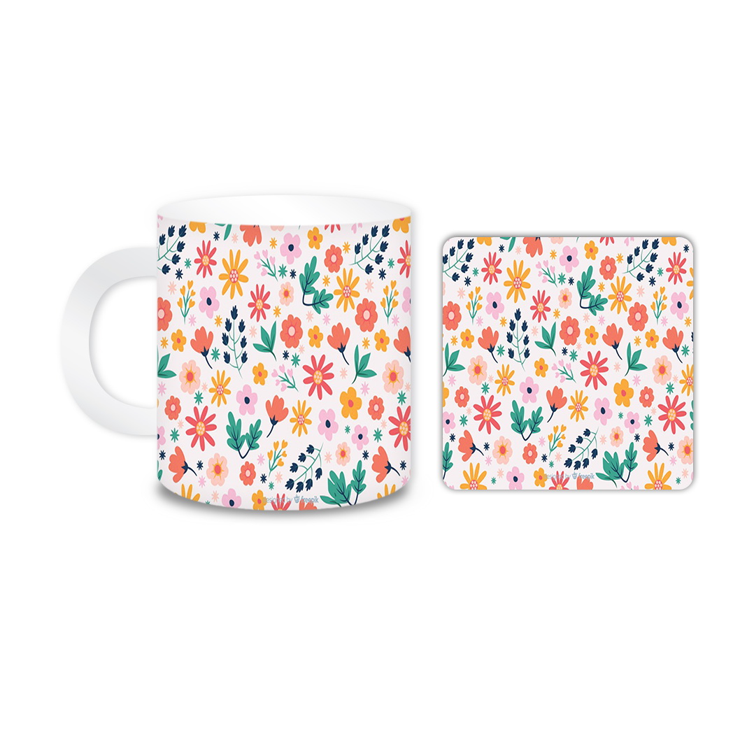 ماگ مدل گل کد 685 به همراه زیر لیوانی