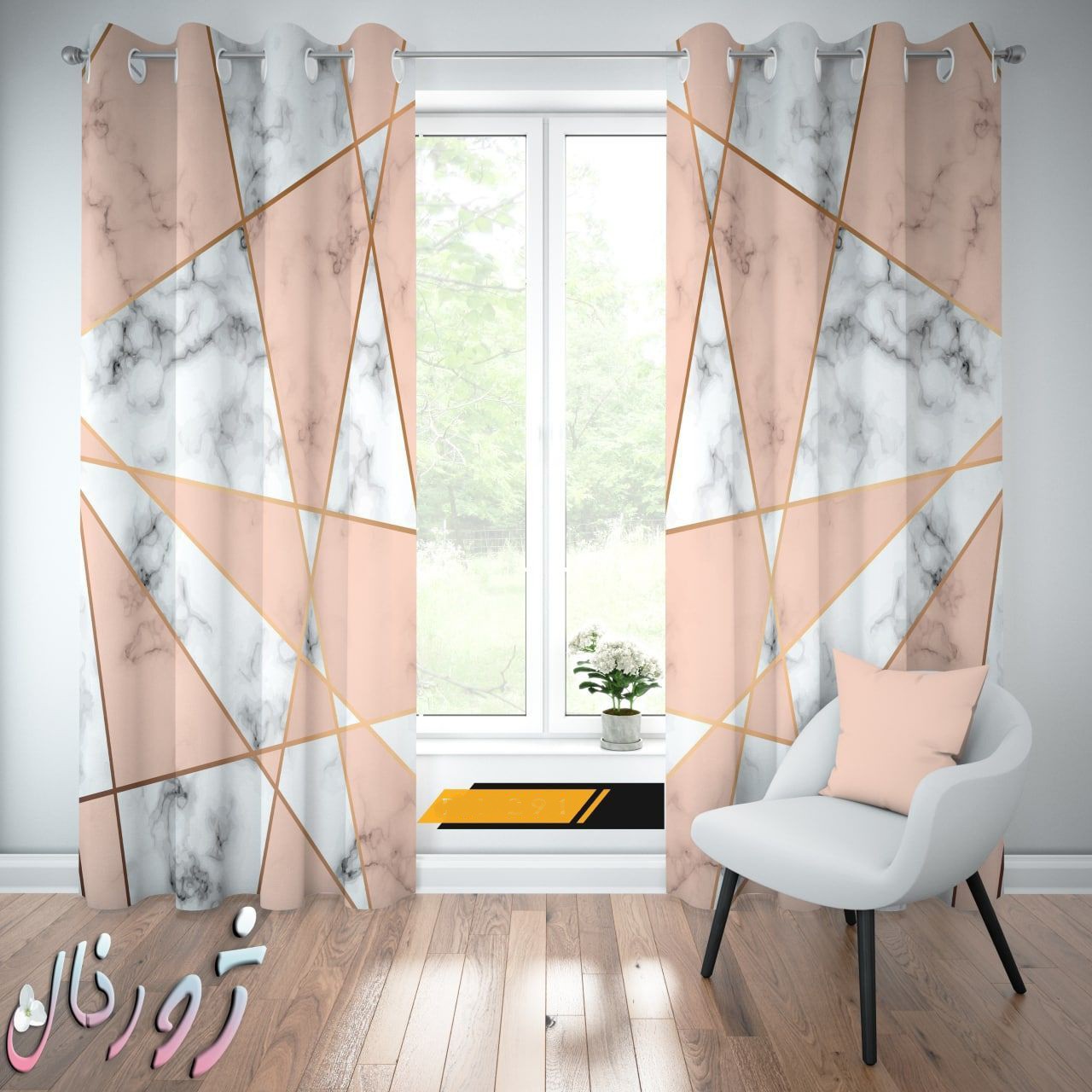 پرده چاپی  پانچ  طرح سنگ کد 1036