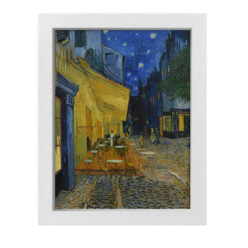 تابلو طرح نقاشی تراس کافه در شب اثر ونسان ونگوگ | دنیای قاب