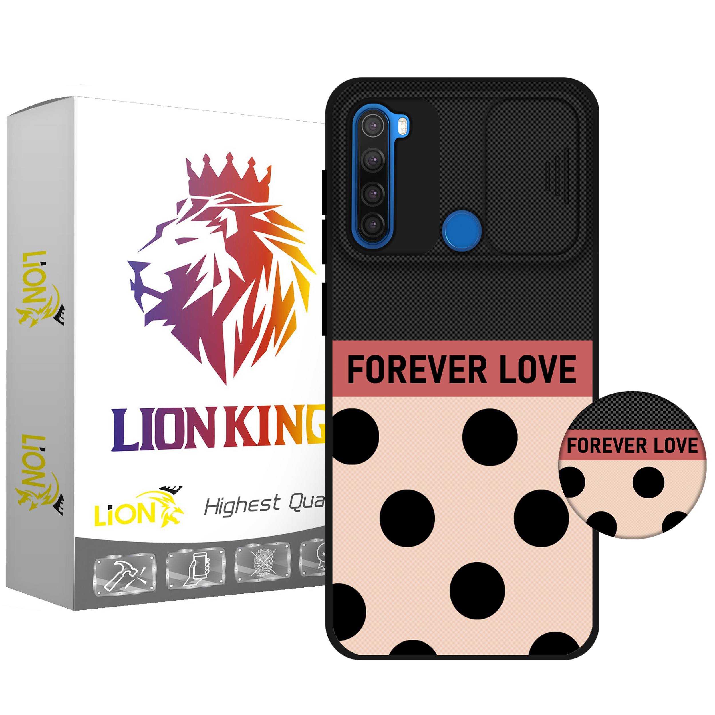 کاور لاین کینگ مدل FOREVER LOVE مناسب برای گوشی موبایل شیائومی Redmi Note 8 به همراه پایه نگهدارنده