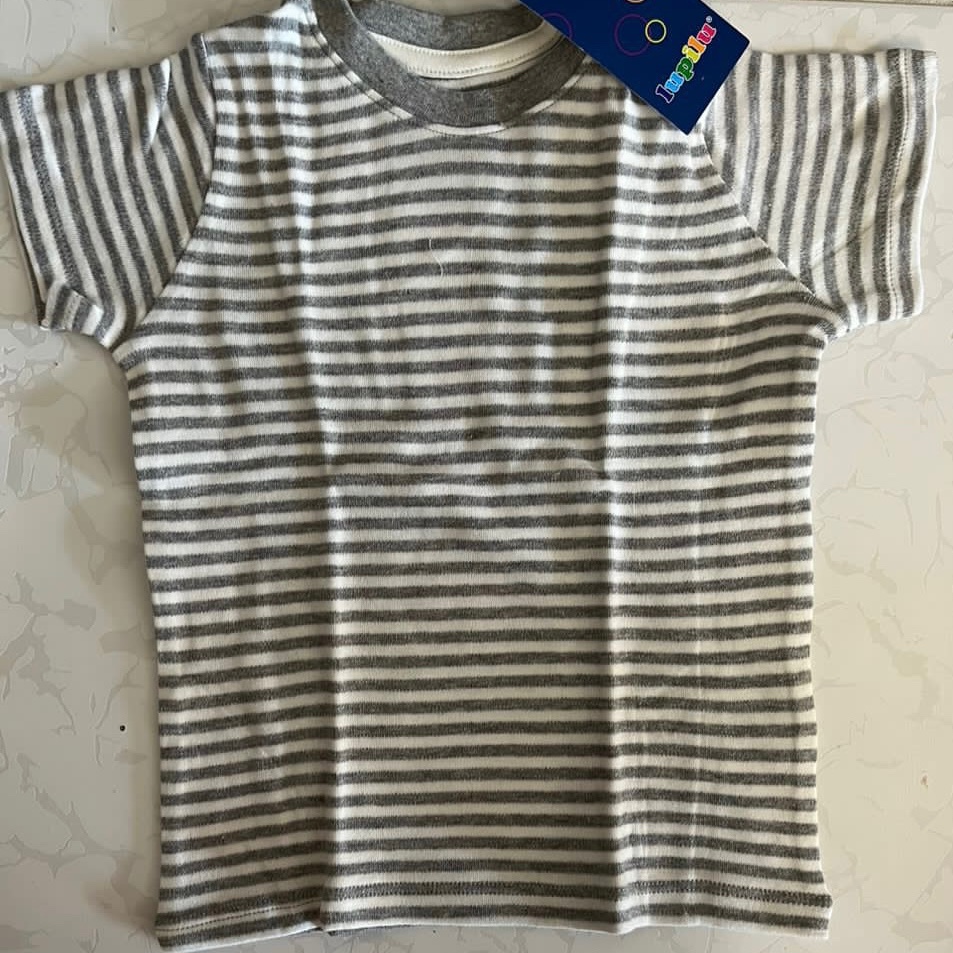 تیشرت پسرانه لوپیلو  آستین کوتاه راه راه طوسی سایز 1-2 سال 