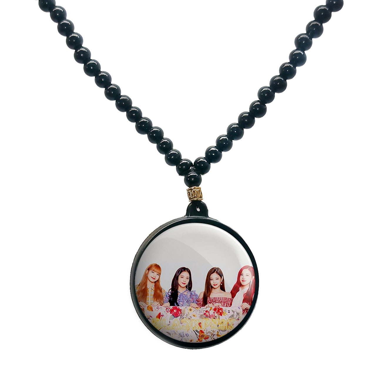 گردنبند پرمانه طرح بلک پینک کد pmd.17899 مدل دو طرفه