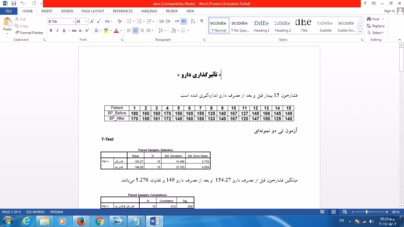 دانلود فایل آمار تأثیرگذاری دارو SPSS