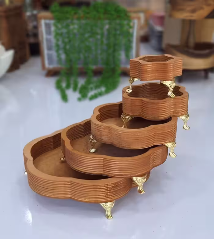 سینی 5سایز گل پایه دار
