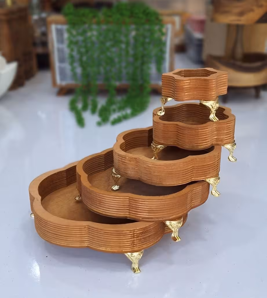سینی 5سایز گل پایه دار
