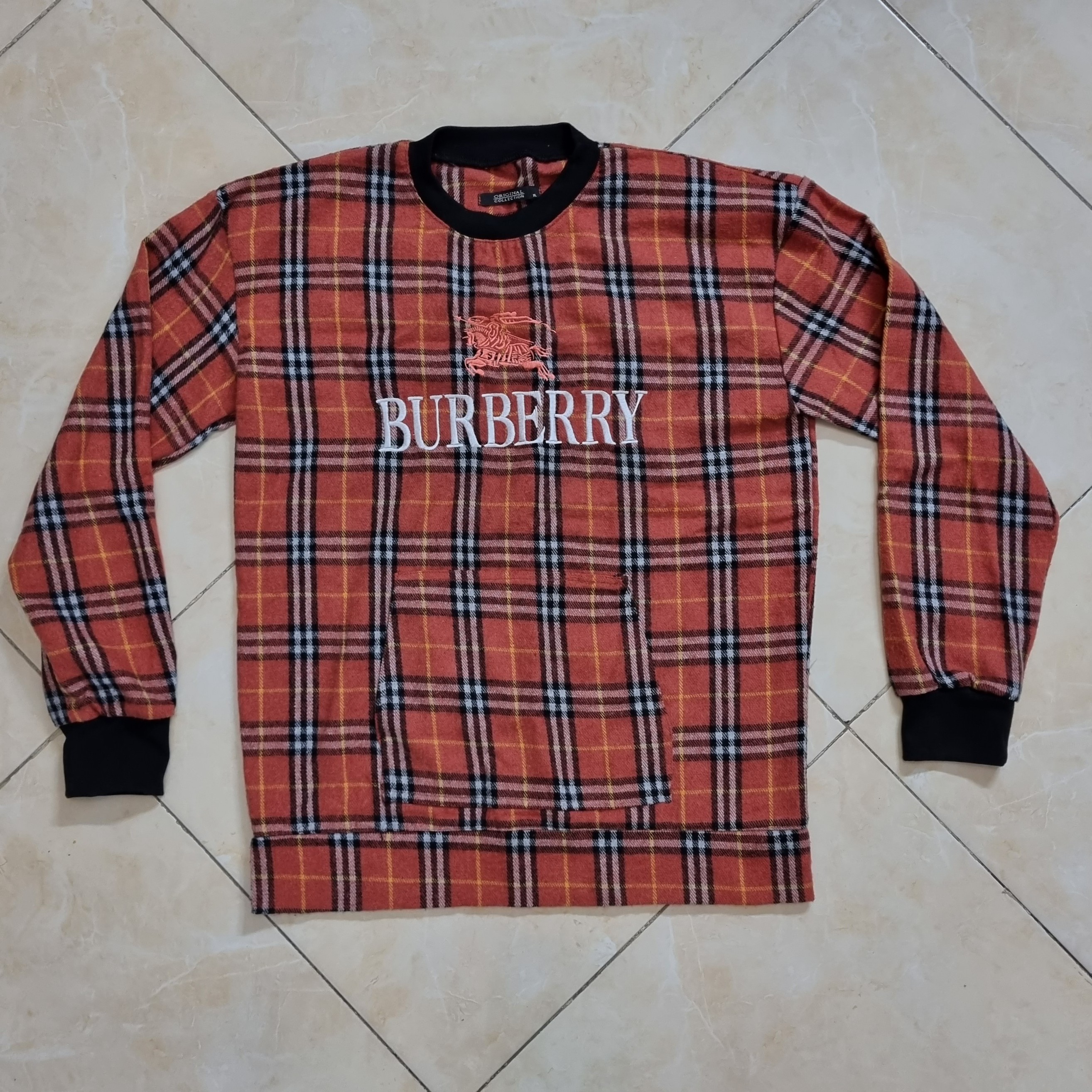 بلوز پشمی چهارخونه فری سایز تا 44 رنگ نارنجی