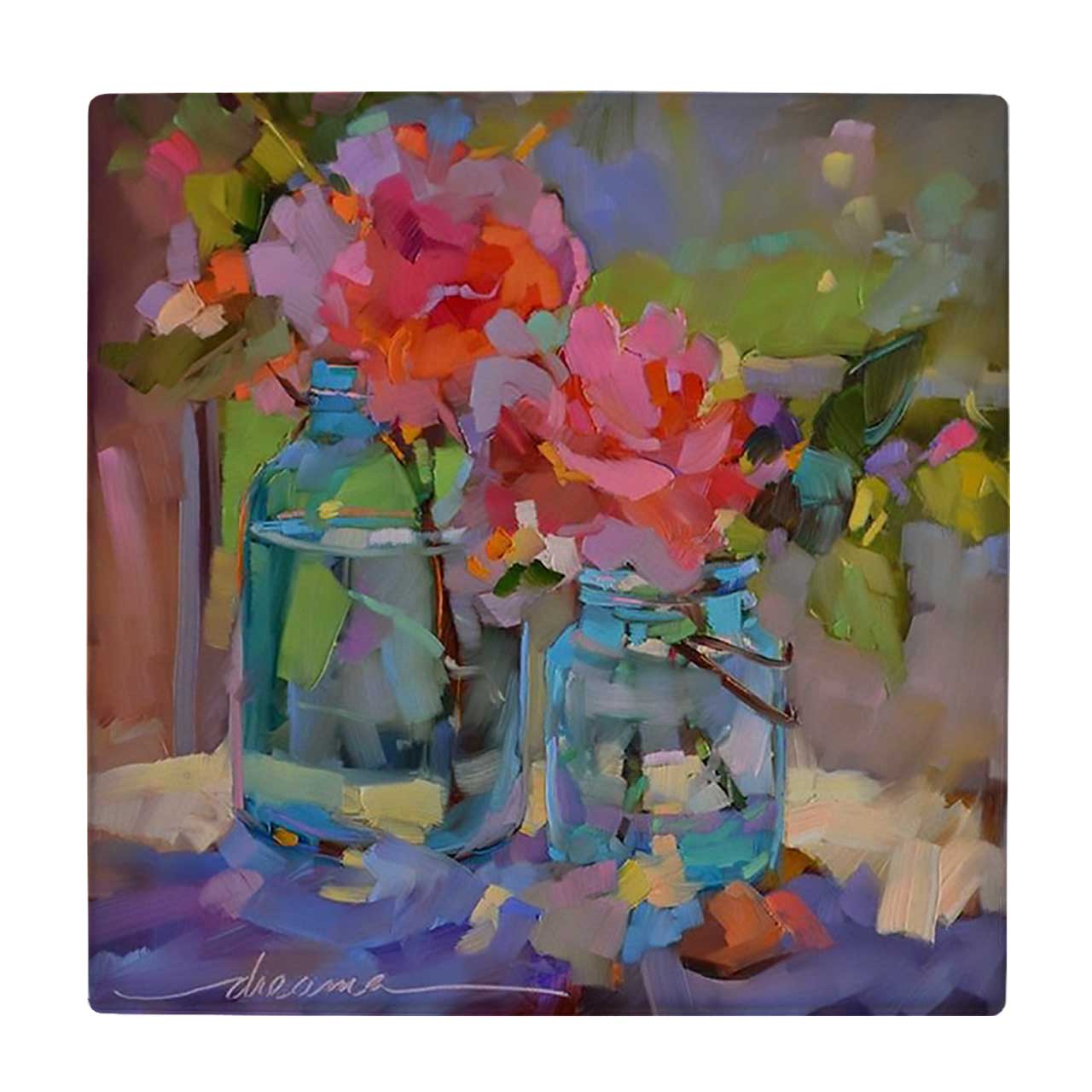  کاشی کارنیلا طرح گلدان گل شیشه ای کد wkk758