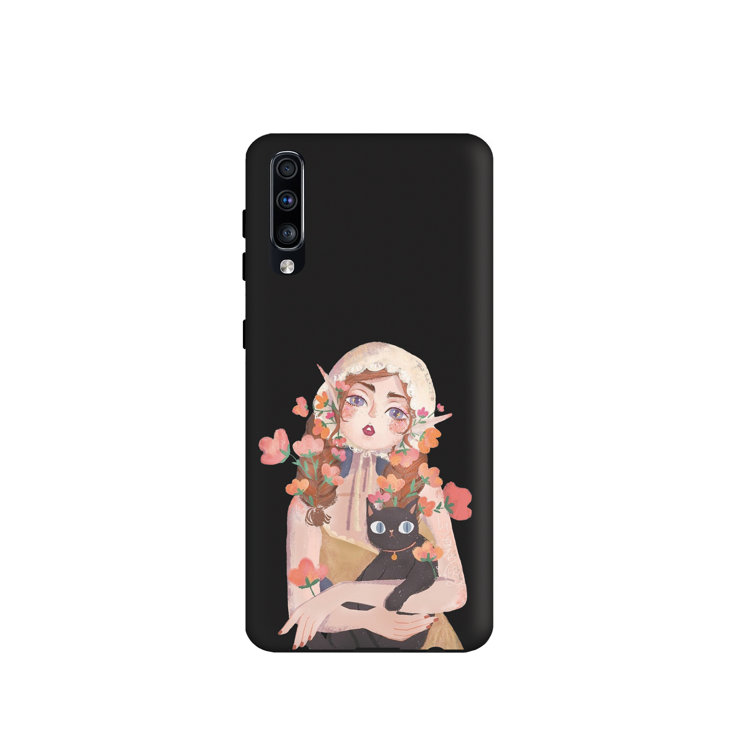 کاور طرح دختر و گربه مناسب برای گوشی موبایل سامسونگ Galaxy A50 / A50s / A30s