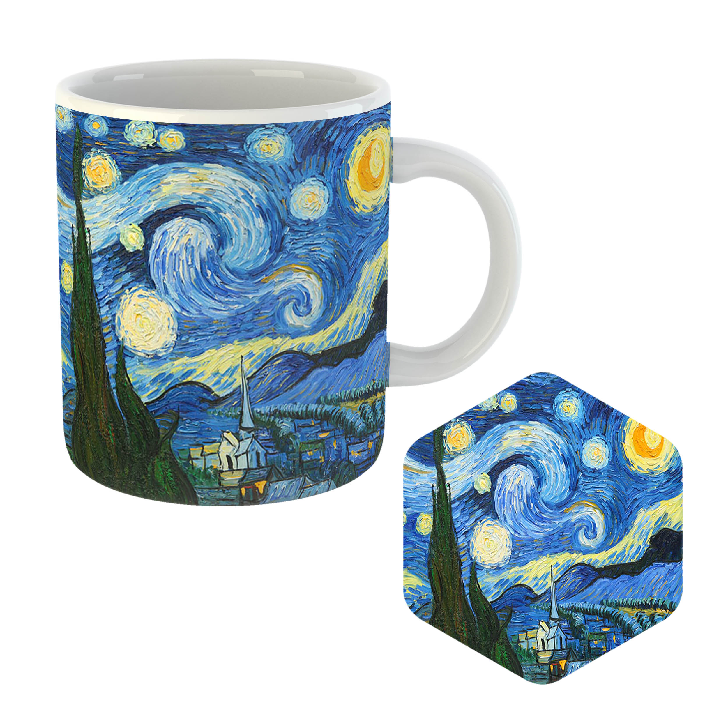 ماگ طرح شب پرستاره کد MU-09 به همراه زیر لیوانی