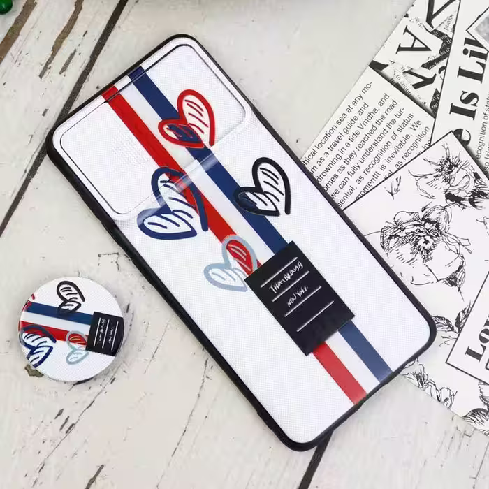 کاور طرح دخترانه مدل قلب کد 515 مناسب برای گوشی موبایل سامسونگ Galaxy A51 به همراه پاپ سوکت