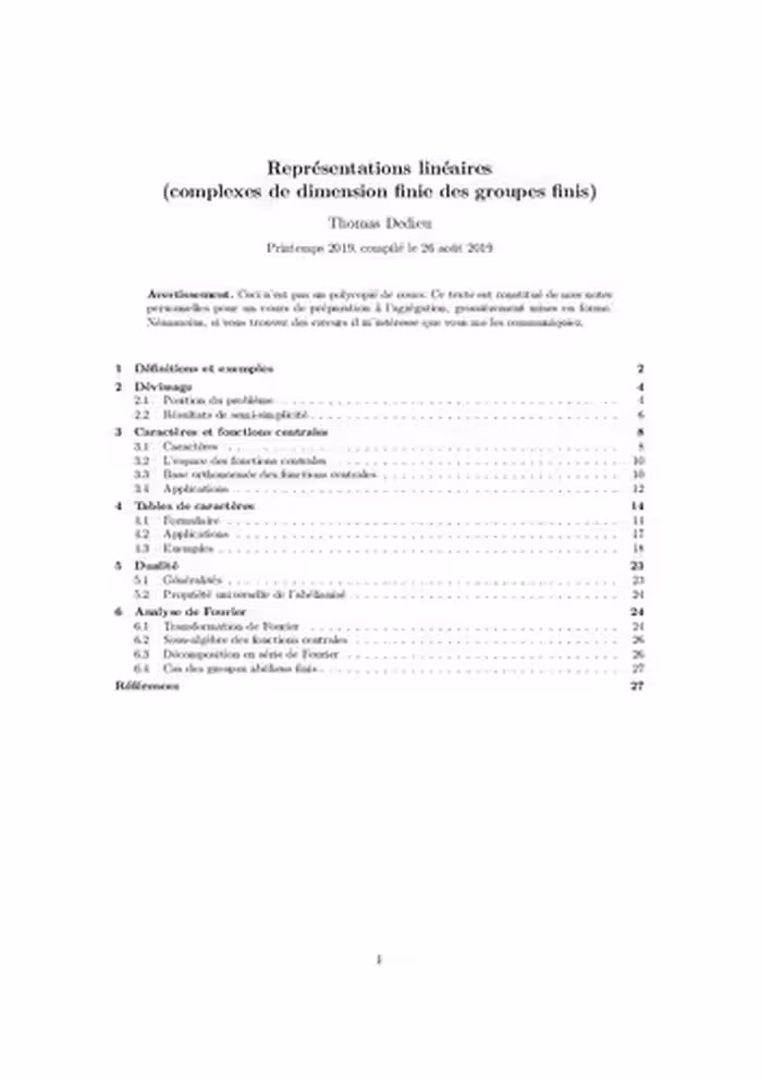 خرید و دانلود نسخه کامل کتاب Représentations linéaires (complexes de dimension finie des groupes finis)