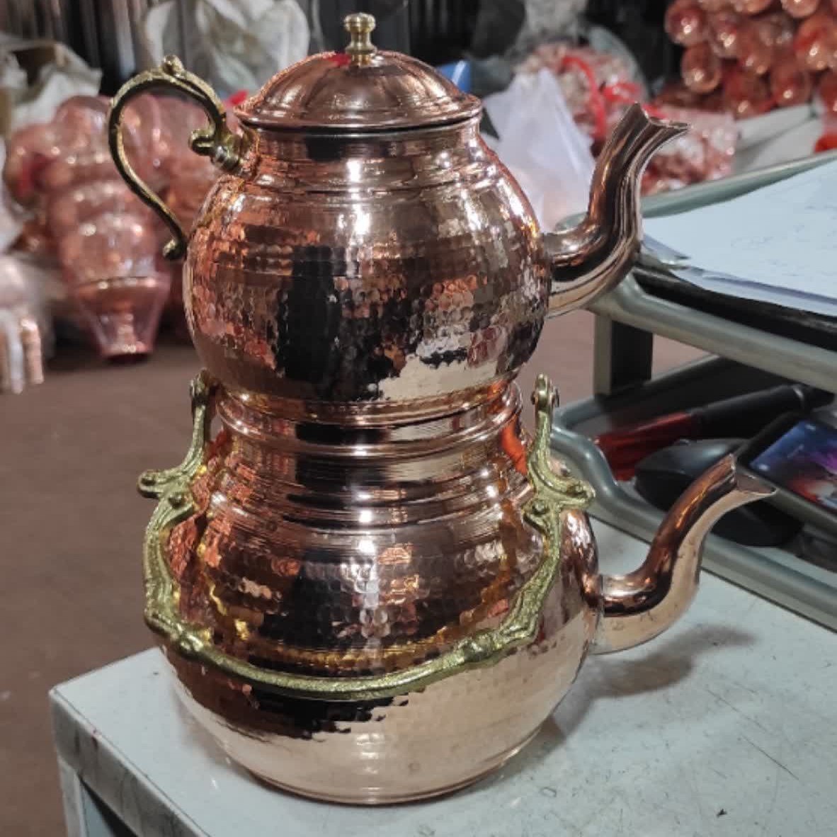 کتری وقوری مسی زنجان نانو شده بدون هیچ گونه تغییر در رنگ