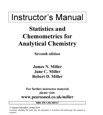 خرید و دانلود نسخه کامل کتاب [Instructors Manual] Statistics and Chemometrics for Analytical Chemistry (7th Edition) - Pdf
