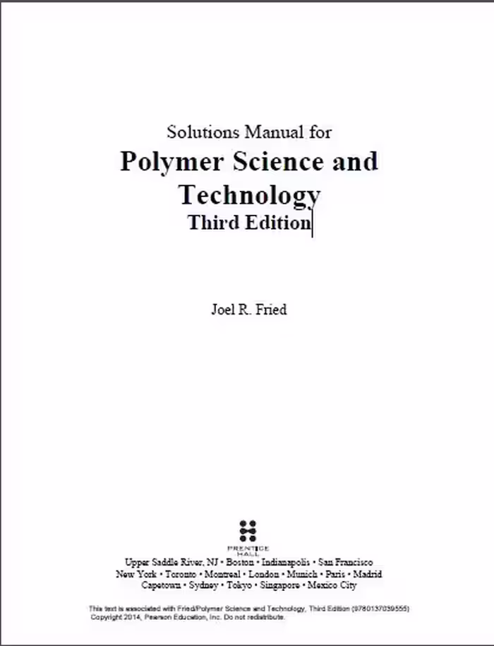 خرید و دانلود نسخه کامل کتاب Solutions Manual for Polymer Science and Technology (3rd Edition)