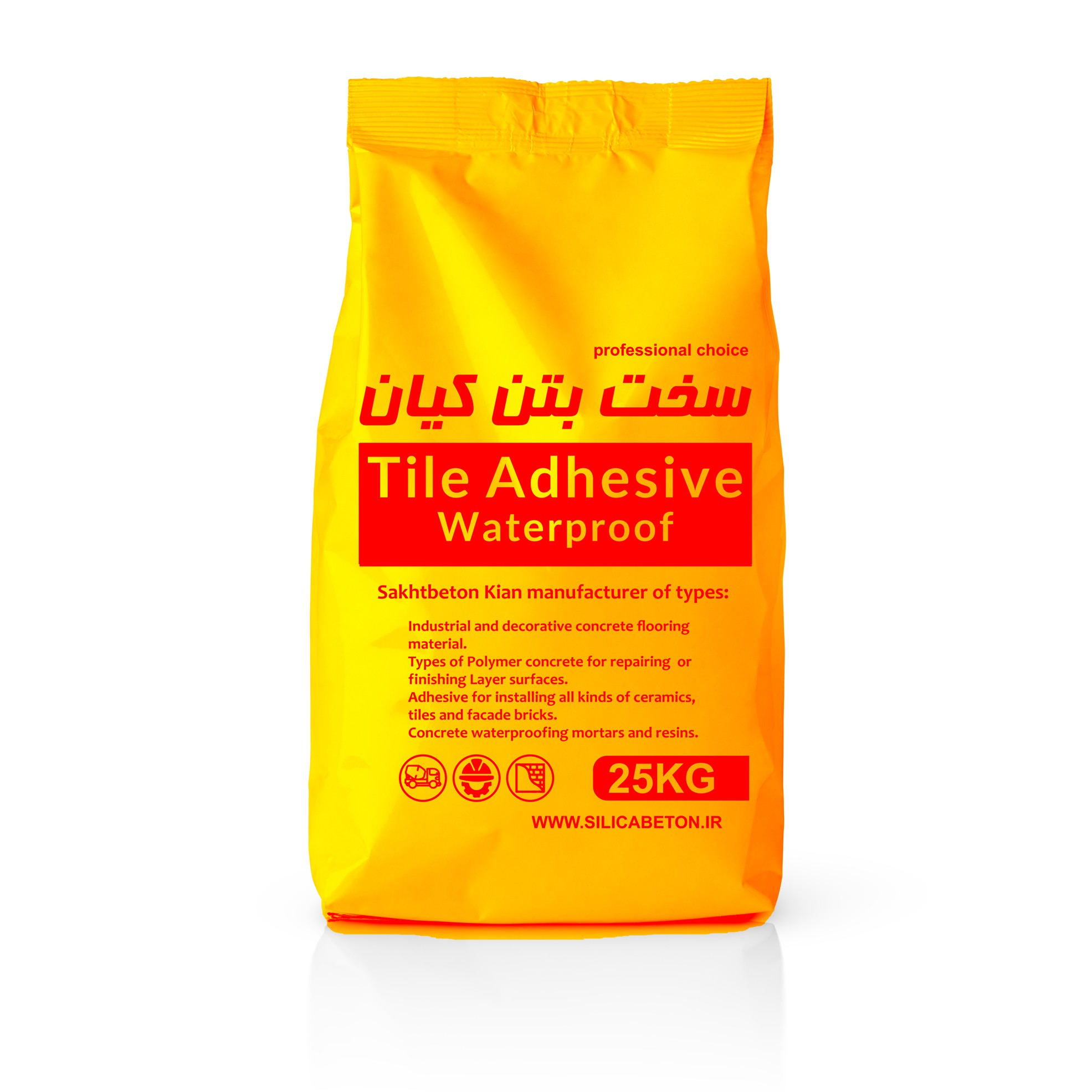 چسب کاشی سفید پودری ضدآب 25 کیلوگرمی شرکت سخت بتن کیان