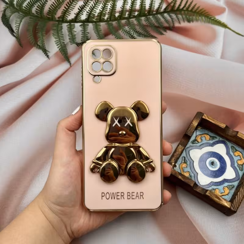 قاب گوشی Galaxy A12 - Galaxy M12 سامسونگ خرس تدی طلایی برجسته کد 21533