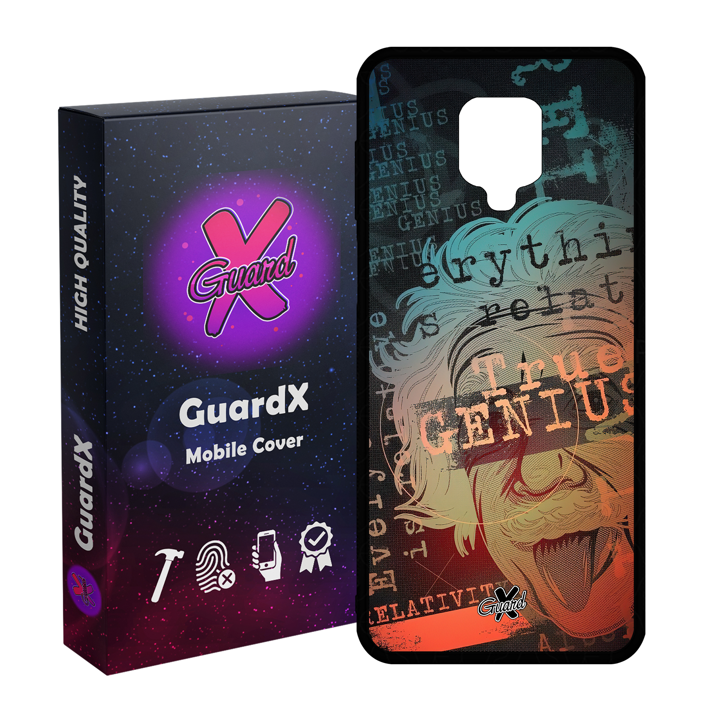 کاور گارد ایکس طرح اینشتین مدل Glass10487 مناسب برای گوشی موبایل شیائومی Redmi Note9 Pro/Note 9 Pro Max/Redmi Note 9S/MI Poco M2 Pro