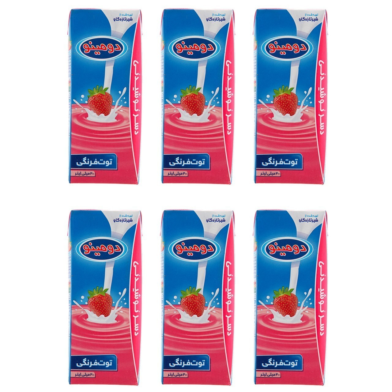 دسر نوشیدنی توت فرنگی دومینو حجم 200 میلی لیتر بسته 6 عددی | فروشگاه اینترنتی تاتا کالا