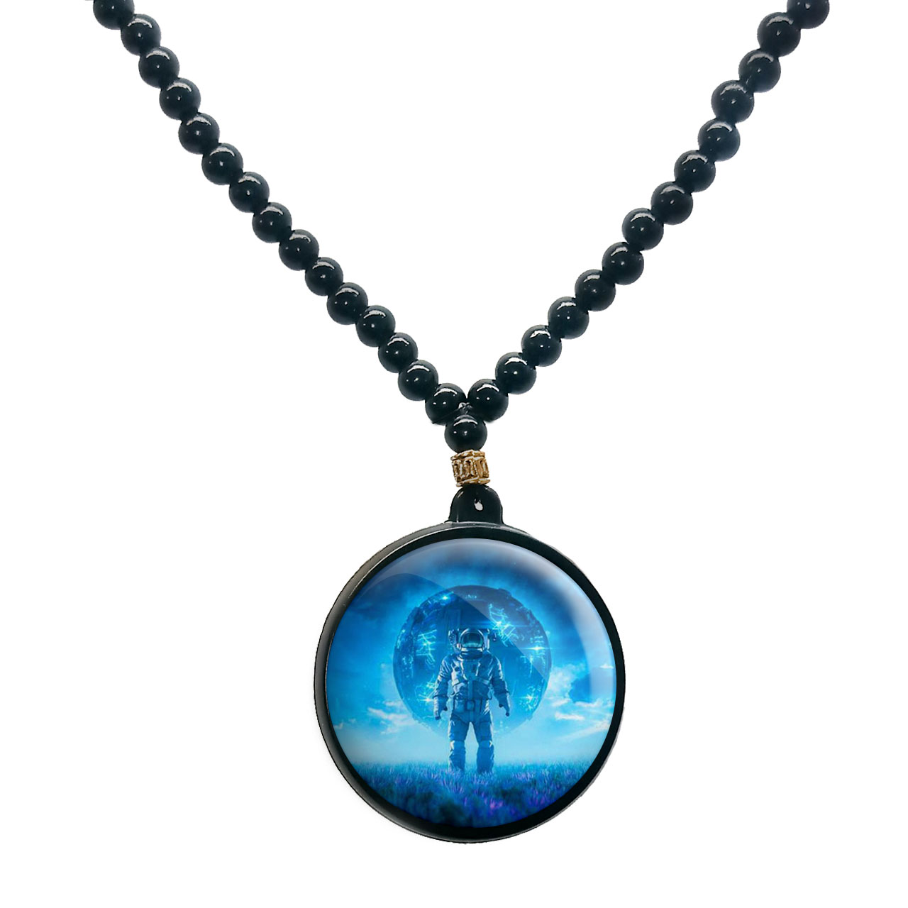 گردنبند پرمانه طرح فضانورد کد pmd.10429 مدل دو طرفه