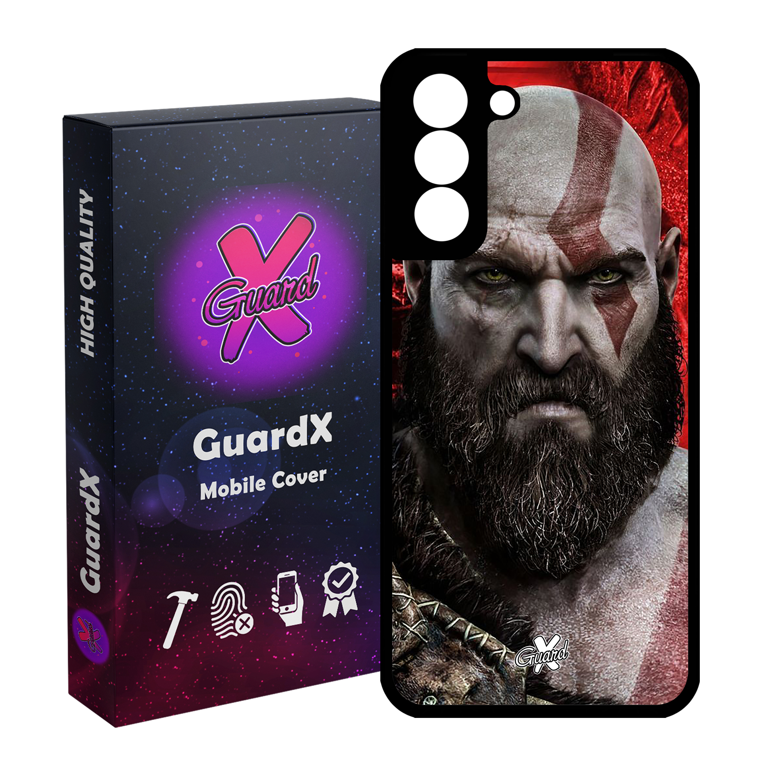 کاور گارد ایکس طرح God of War مدل Glass10035 مناسب برای گوشی موبایل سامسونگ Galaxy S21