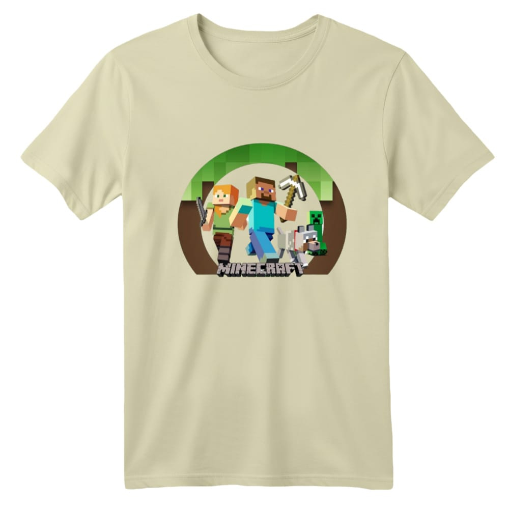 تی شرت آستین کوتاه بچگانه مدل ماینکرفت کد 1 رنگ کرم